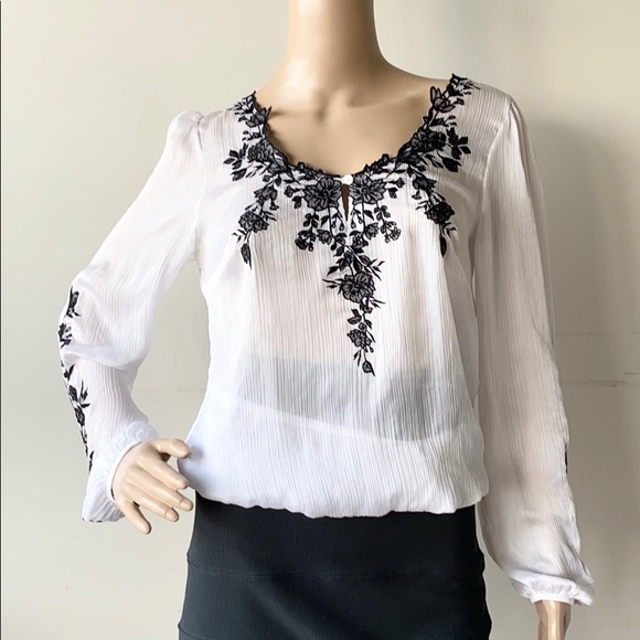 White House Black Market Tops - White House Black Market Embroidered Lace Blouse
